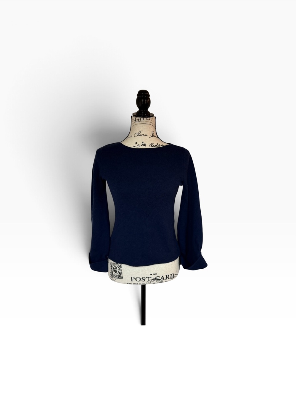 Banana Republic Navy Boatneck Bell Sleeve Merino Wool Minimalist Chic Sweater XS